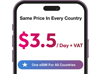 BLINK eSIM app screen on a smartphone showing the flat-rate global data plan