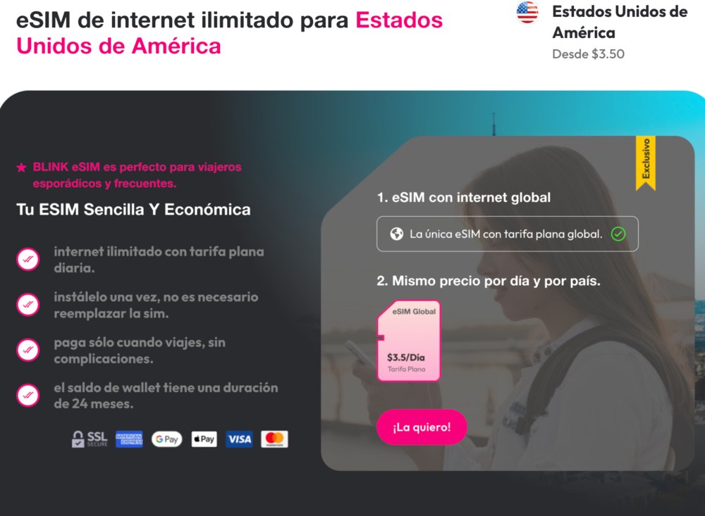 imagen de las tarifas de blink esim estados unidos